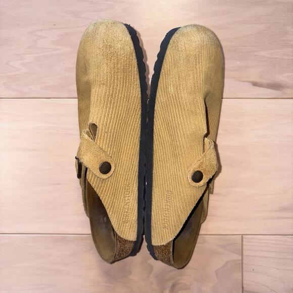 Birkenstock Boston Corduroy Cork Brown Suede Embossed Leather Women's 8 - Picture 2 of 7
